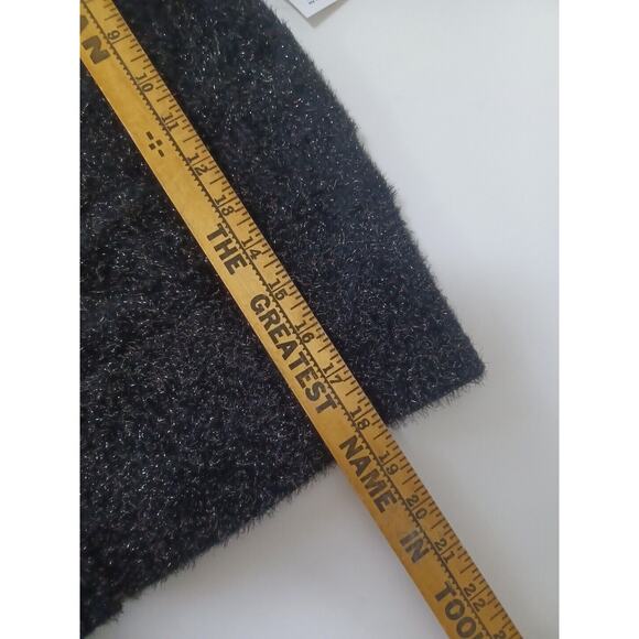 NWT Pointelle-Knit Button Cozy Soft Cardigan Sweater Medium Black Jack Shimmer - Picture 6 of 7